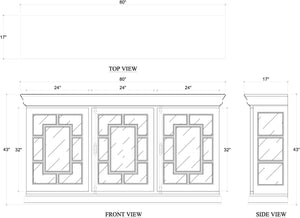 Bruges 3 Door Credenza In Fruitwood W/ True White Interior-Blue Hand Home