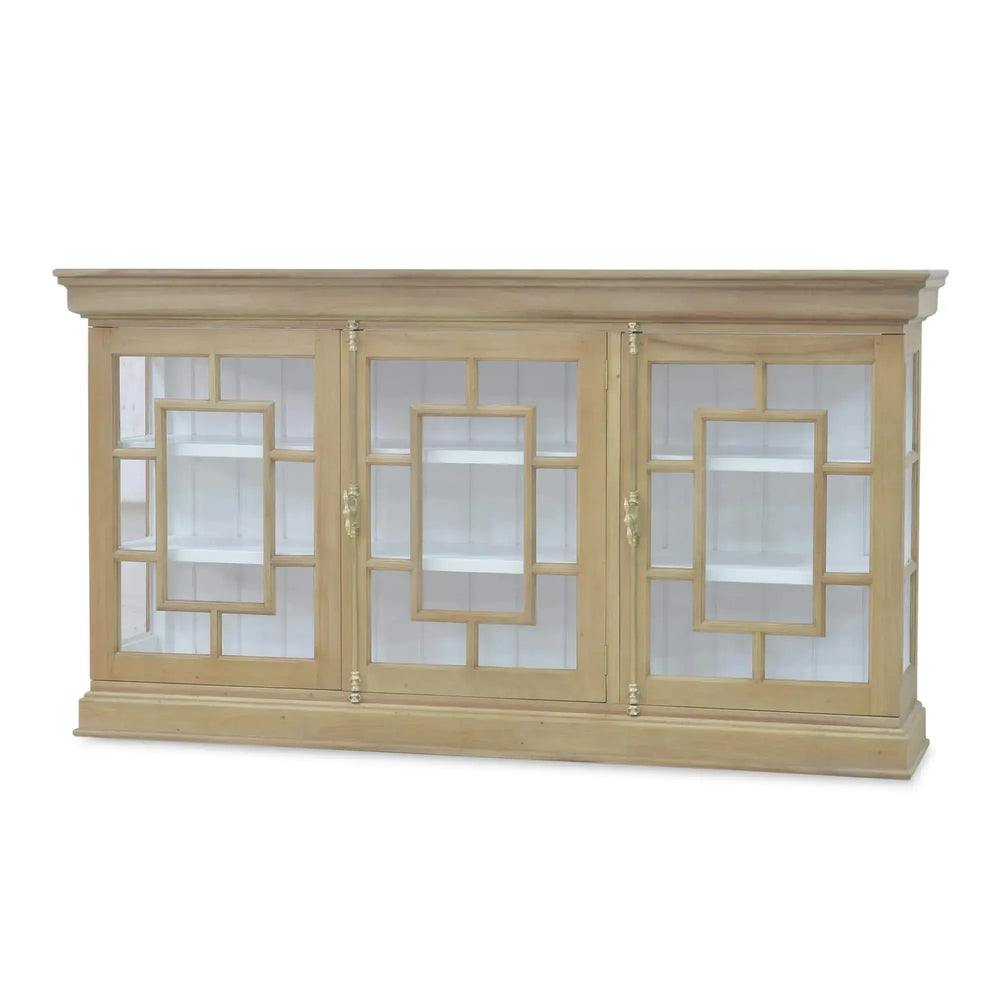 Bruges 3 Door Credenza In Fruitwood W/ True White Interior-Blue Hand Home