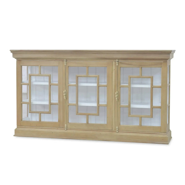 Bruges 3 Door Credenza In Fruitwood W/ True White Interior-Blue Hand Home