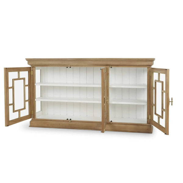 Bruges 3 Door Credenza In Fruitwood W/ True White Interior-Blue Hand Home