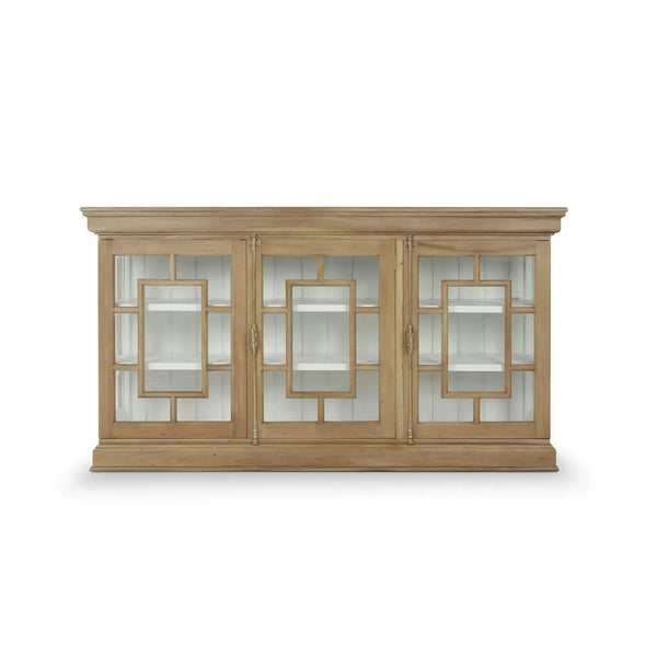 Bruges 3 Door Credenza In Fruitwood W/ True White Interior-Blue Hand Home