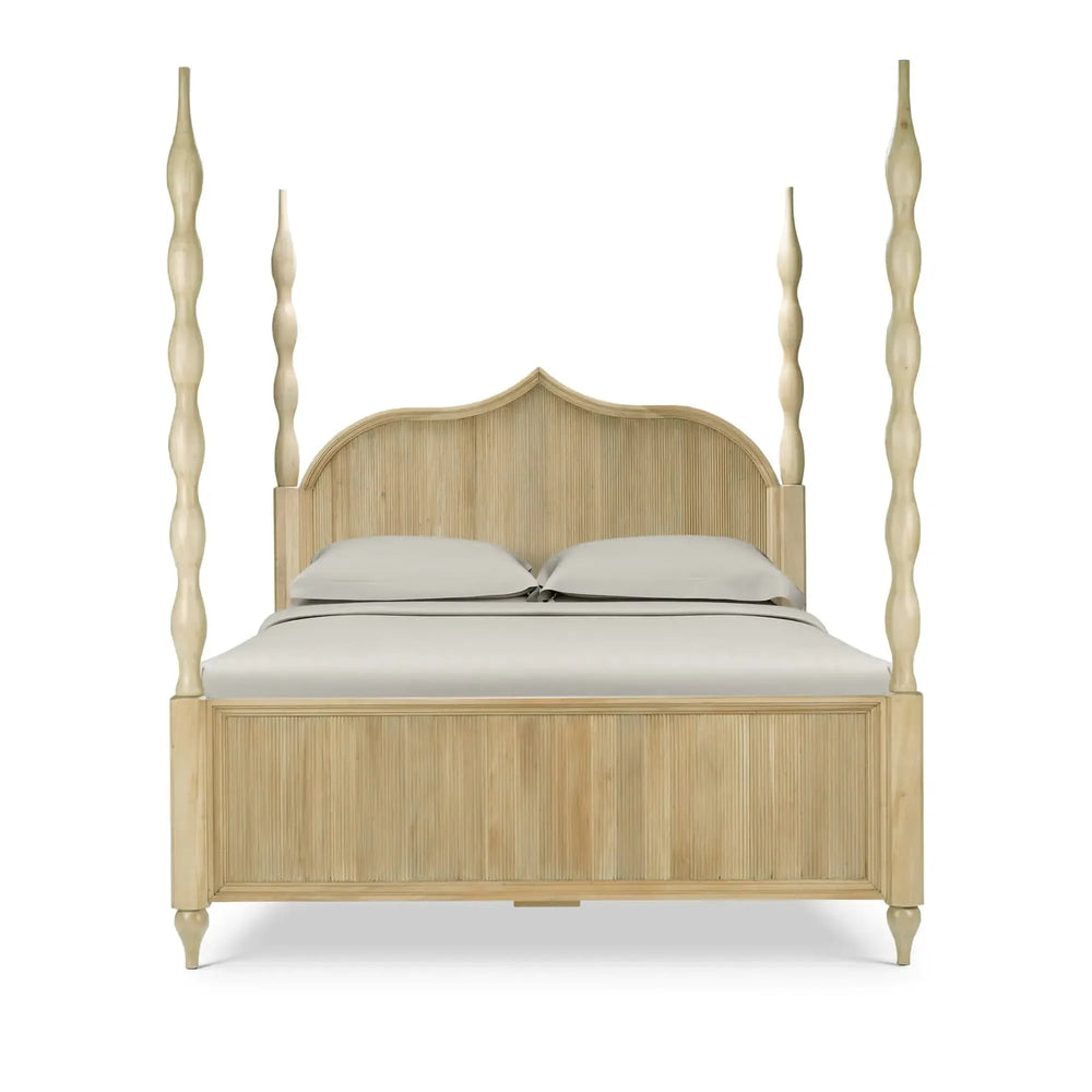 Brighton Wooden Back Bed Queen In Fruitwood-Blue Hand Home