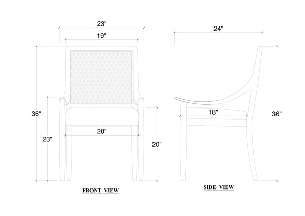 Oslo Dining Chair w/ Rattan Back-Blue Hand Home