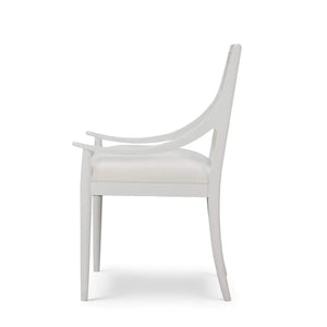 Oslo Dining Chair In True White W/ Arctic White Performance Fabric & White Rattan Back-Blue Hand Home