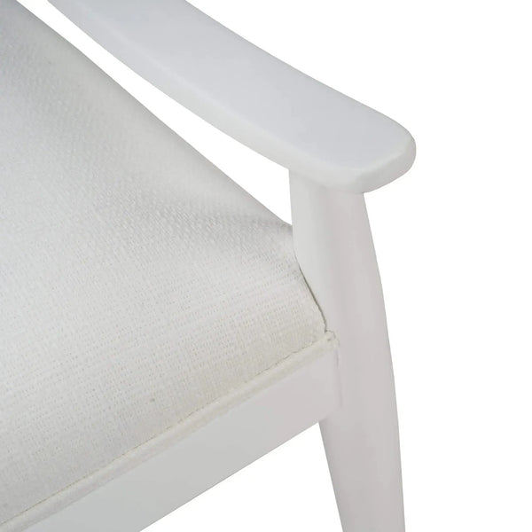 Oslo Dining Chair In True White W/ Arctic White Performance Fabric & White Rattan Back-Blue Hand Home