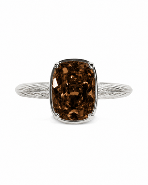 Sterling Silver Elongated Cushion Chocolate CZ Cocktail Ring