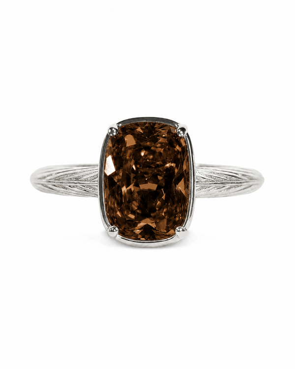 Sterling Silver Elongated Cushion Chocolate CZ Cocktail Ring