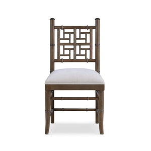 Grosvenor Dining Chair in Straw Wash w/ Thames Natural Performance Fabric-Blue Hand Home