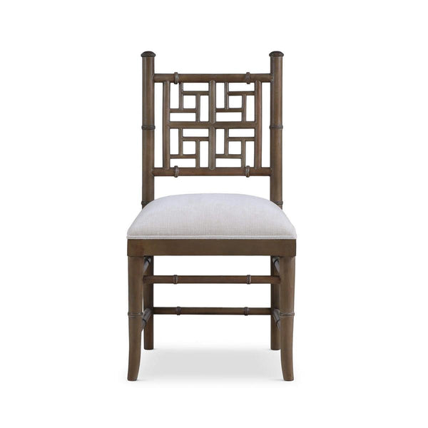 Grosvenor Dining Chair in Straw Wash w/ Thames Natural Performance Fabric-Blue Hand Home