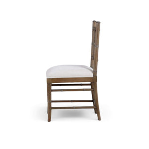 Grosvenor Dining Chair in Straw Wash w/ Thames Natural Performance Fabric-Blue Hand Home