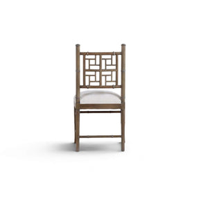 Grosvenor Dining Chair in Straw Wash w/ Thames Natural Performance Fabric-Blue Hand Home