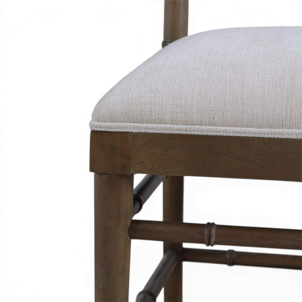 Grosvenor Dining Chair in Straw Wash w/ Thames Natural Performance Fabric-Blue Hand Home