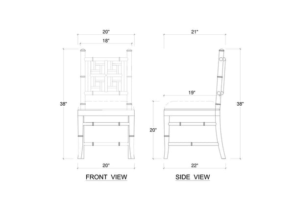 Grosvenor Dining Chair in Straw Wash w/ Thames Natural Performance Fabric-Blue Hand Home