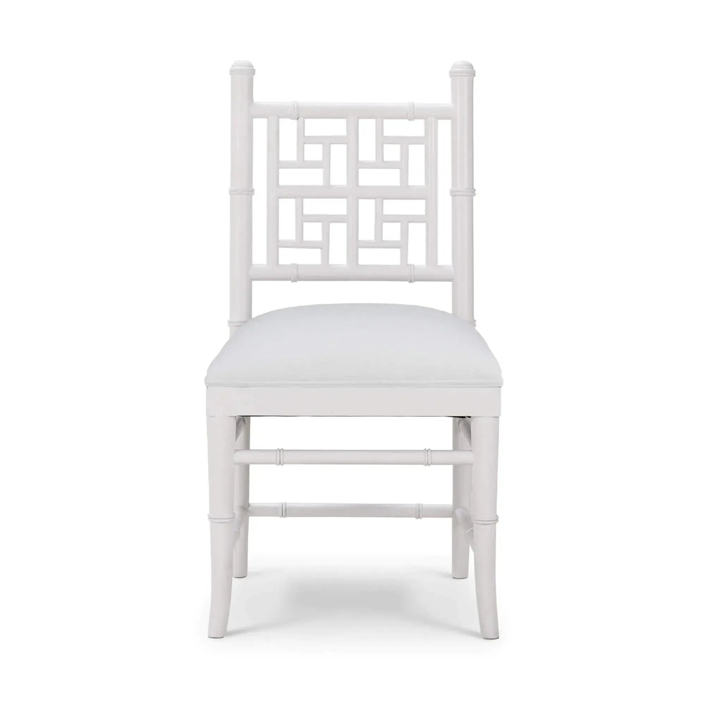 Grosvenor Dining Chair In True White W/ Arctic White Performance Fabric-Blue Hand Home