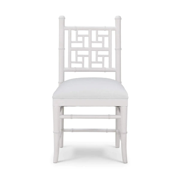 Grosvenor Dining Chair In True White W/ Arctic White Performance Fabric-Blue Hand Home