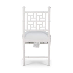 Grosvenor Dining Chair In True White W/ Arctic White Performance Fabric-Blue Hand Home