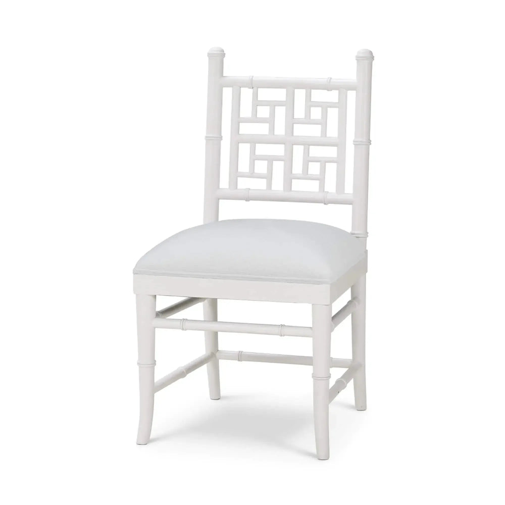 Grosvenor Dining Chair In True White W/ Arctic White Performance Fabric-Blue Hand Home
