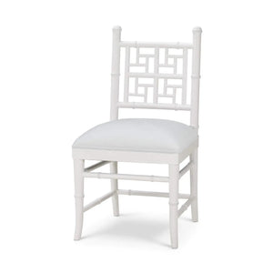 Grosvenor Dining Chair In True White W/ Arctic White Performance Fabric-Blue Hand Home