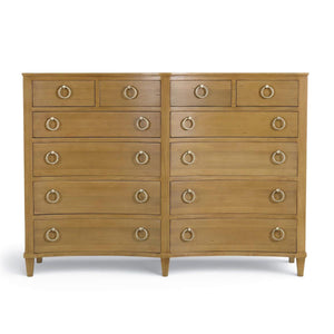 Bow 12 Drawer Dresser in Antique French Oak-Blue Hand Home