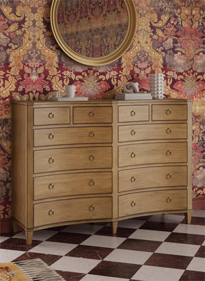 Bow 12 Drawer Dresser in Antique French Oak-Blue Hand Home