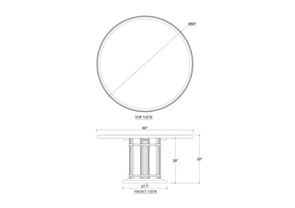 Hobsons Round Dining Table 60''-Blue Hand Home