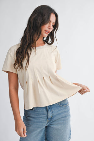 8613HK Pleated Swing Tee Top-Blue Hand Home