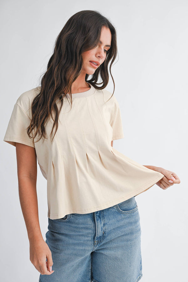 8613HK Pleated Swing Tee Top-Blue Hand Home