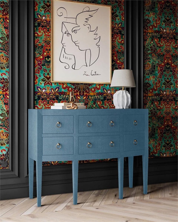 Seville Server Wrapped in Azure Linen-Blue Hand Home