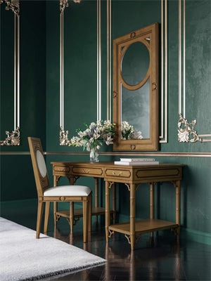 Chelsea Pedestal Desk in Antique French Oak-Blue Hand Home