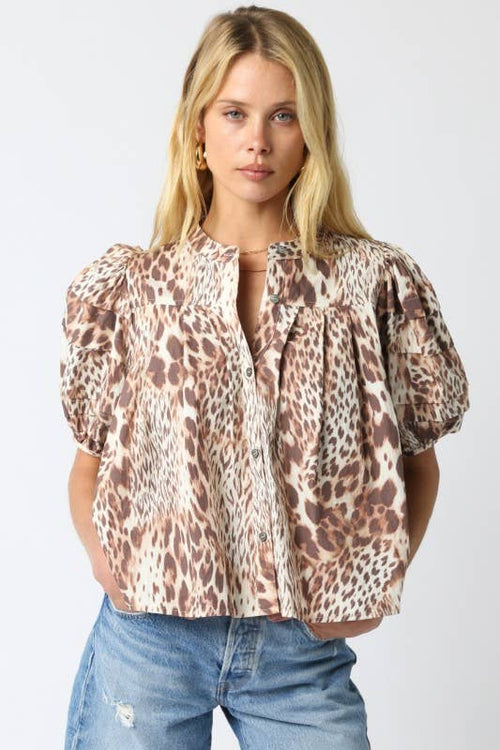 Melisa Leopard Shirt-Blue Hand Home