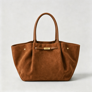 Genuine Suede Bag With Leather Details Made In Italy