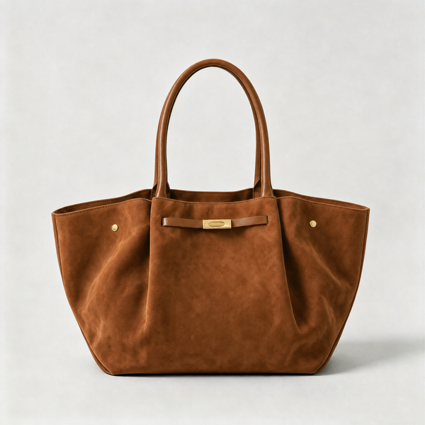 Genuine Suede Bag With Leather Details Made In Italy