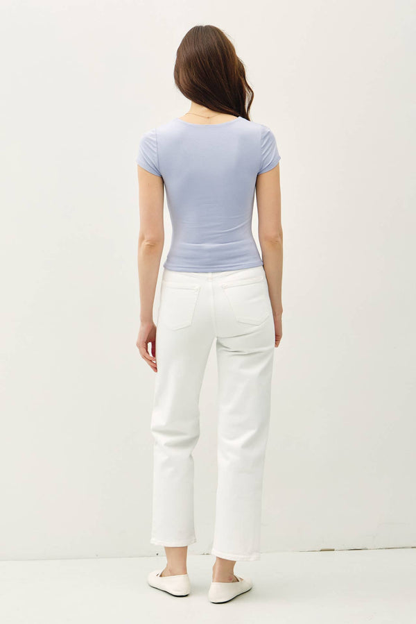 Square Neck Knit Tee-Blue Hand Home