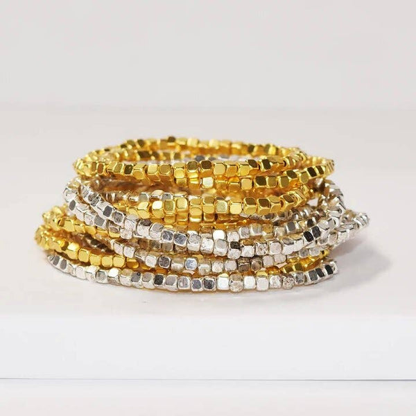 Stylish 15-Piece Beaded Bracelet Set-Blue Hand Home