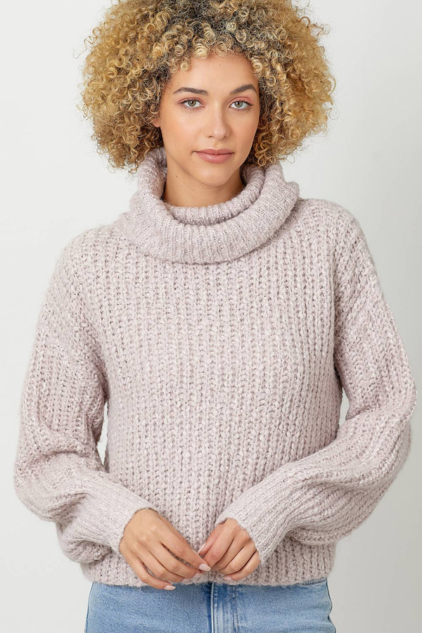 60795 Turtle Neck Cropped Sweater-Blue Hand Home
