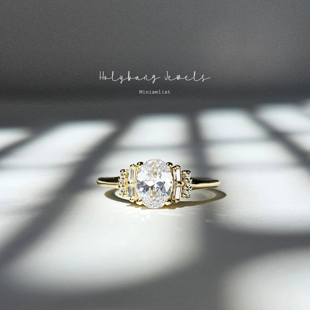 OVAL CUT DAINTY RING - R-F12278-Blue Hand Home