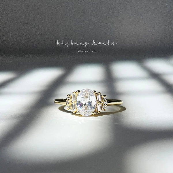 OVAL CUT DAINTY RING - R-F12278-Blue Hand Home