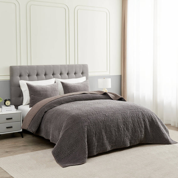 Tamara Velvet Quilt Set-Blue Hand Home