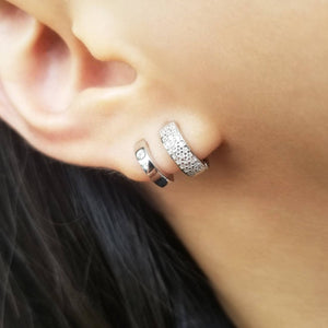 PAVED CHUNKY HUGGIE EARRINGS - E-H4116 / E-HT1174 / E-HT1173-Blue Hand Home