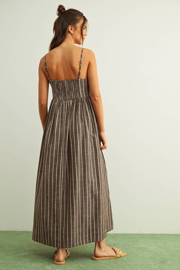 D4621 STRIPE PATTERN LONG DRESS-Blue Hand Home