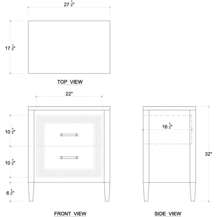 Belgravia Bedside Table in Sandbar w/ White Inset Rattan-Blue Hand Home