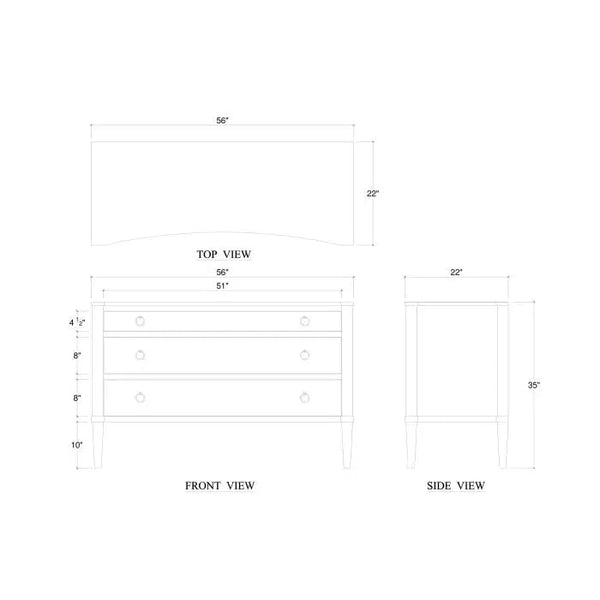 Bow 3 Drawer Chest in Architectural White-Blue Hand Home