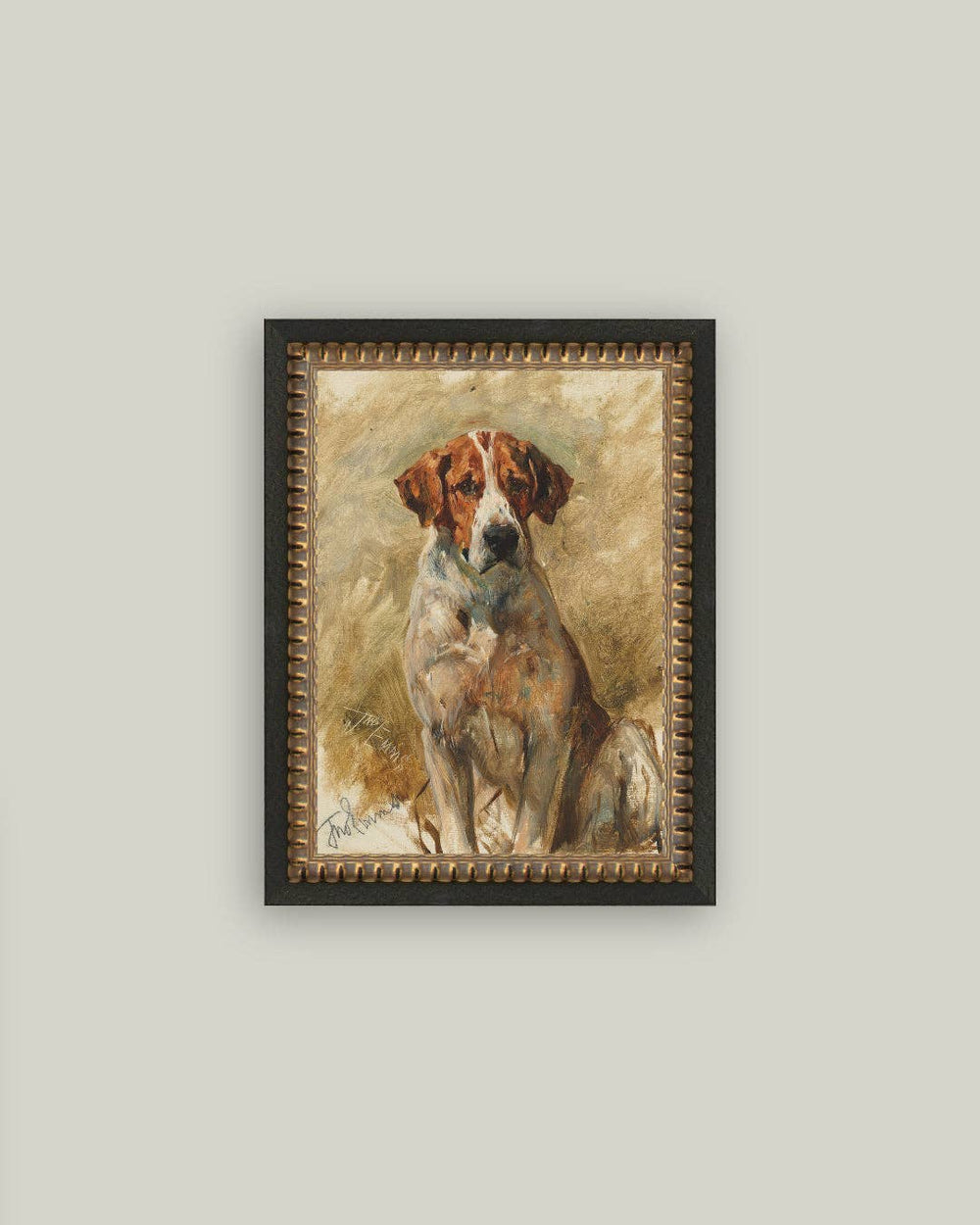 Study of a Hound Framed Antique Art-Blue Hand Home