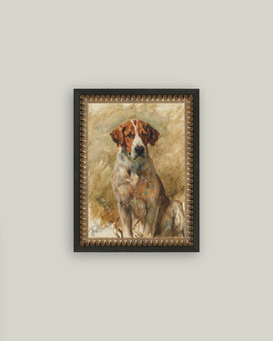 Study of a Hound Framed Antique Art-Blue Hand Home