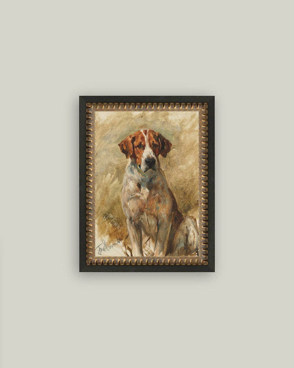 Study of a Hound Framed Antique Art-Blue Hand Home