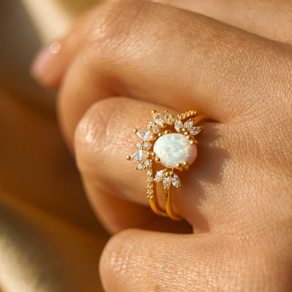 Opal & Diamond Treasured Love Ring-Blue Hand Home