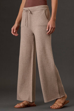 Ultra Soft Wide Leg Drawstring Heathered Sweater Pants