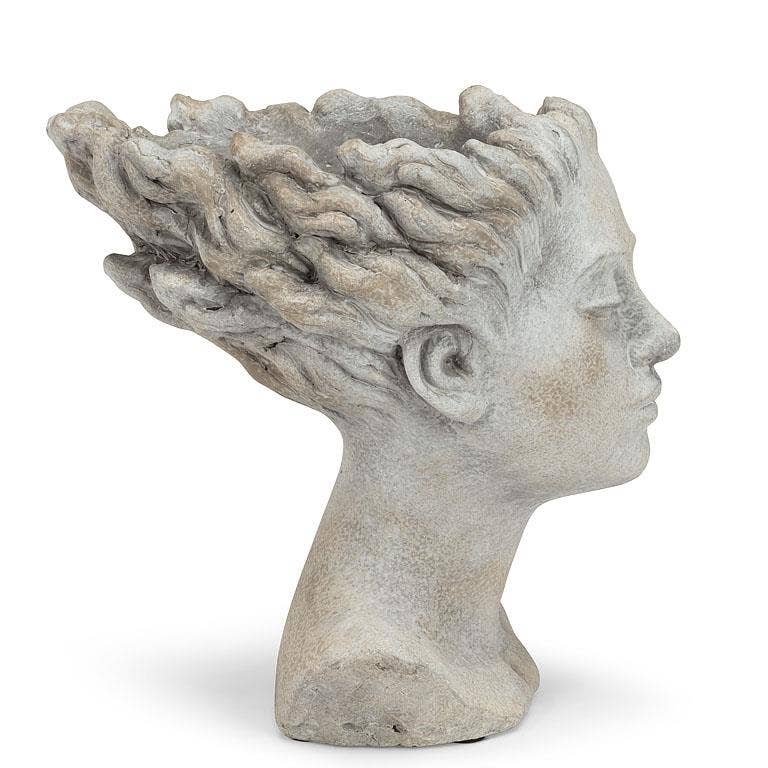 Woman with Blowing Hair-9"H-Blue Hand Home