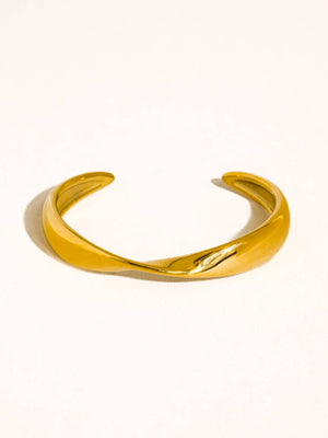 Fioren 18k Gold Non-Tarnish Sleek Twist Cuff Bracelet