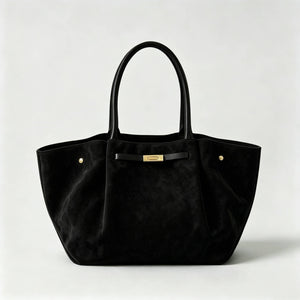 Genuine Suede Bag With Leather Details Made In Italy